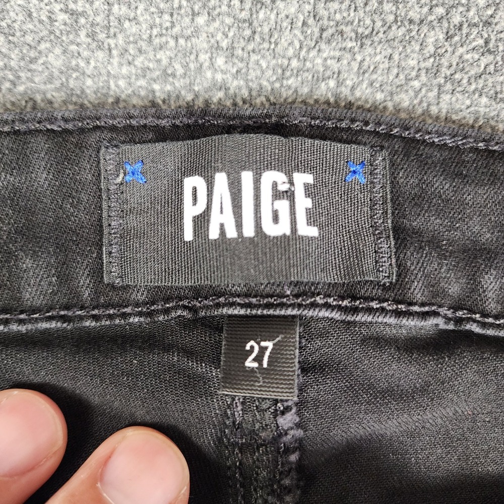 Paige Hoxton Ankle Coated Black Skinny Jeans High Rise Size 27 Leather Look - Picture 7 of 9